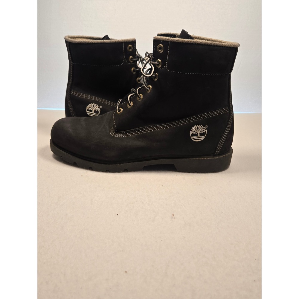 Timberland 6-Inch Premium Boots Size 12 Men Black Waterproof Nubuck Lug Sole - Picture 3 of 12
